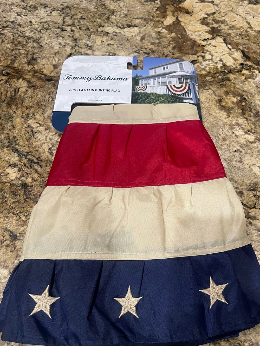 Tommy Bahama 27”x58” Tea Stain bunting flags- packaged set of (2) - Brand new!